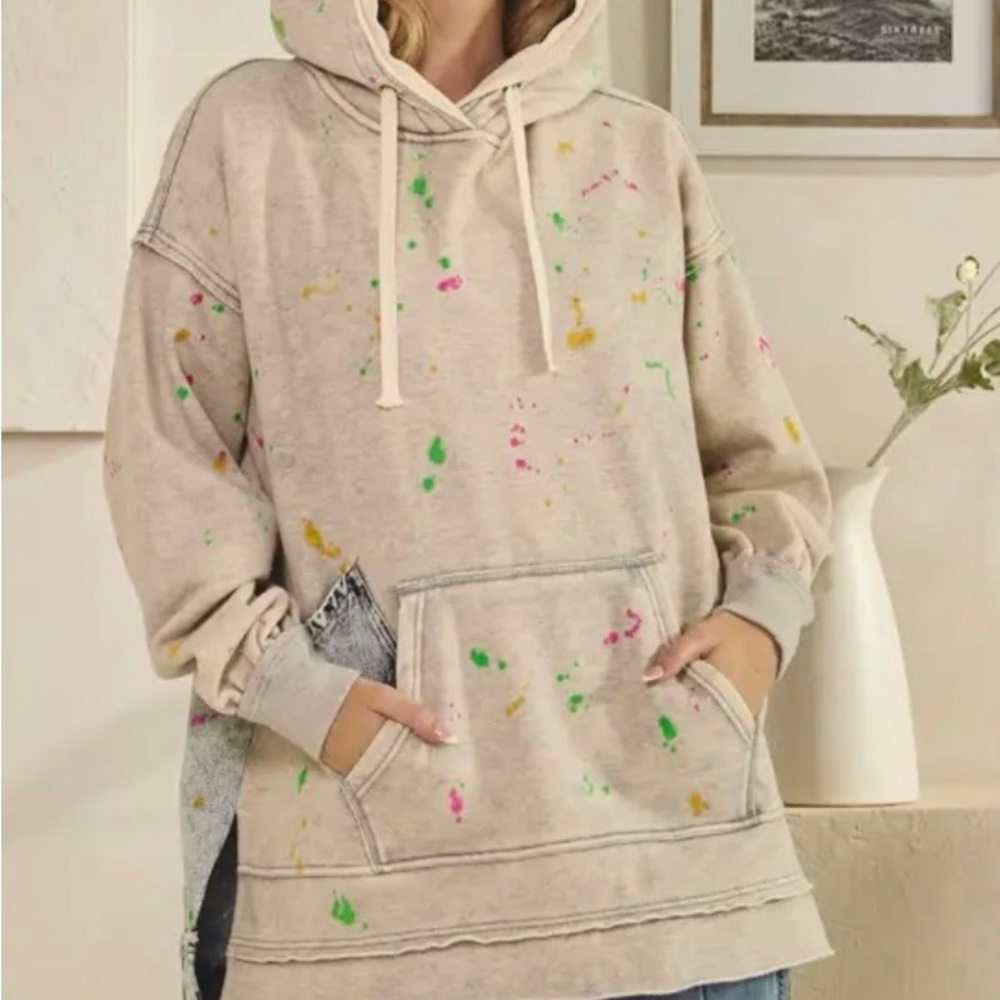 POL Oyster Gray Hoodie with Colorful Accents